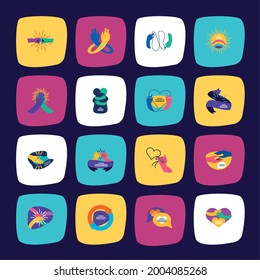conjunto de iconos de unidad de amistad coloreada