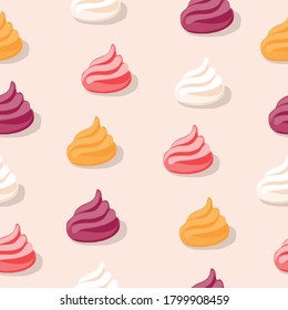 Meringues de frutas de colores sobre un fondo rosa. El fondo del vector es transparente.