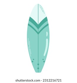 Colored funboard for surfing. Medium sized water board illustration. Flat vector illustration isolated on white background.