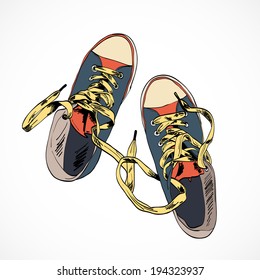 Calzado funky de colores zapatillas de moda aisladas en ilustración vectorial de fondo blanco