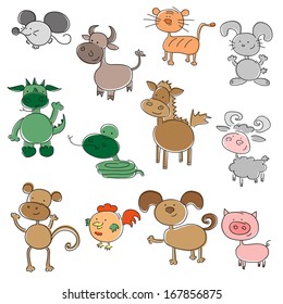 Colored funny animals