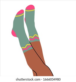 Colored, funny socks on a white background. Holiday socks.