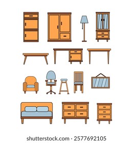 colored furniture icon with black outline
