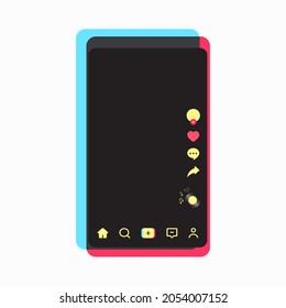 Colored gadget frame isolated on light background. Short video. Video platform. Vector illustration 