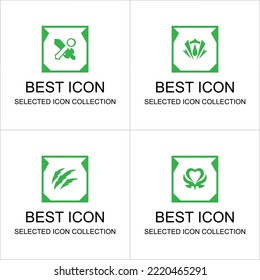 Colored game asset collection sets can be used for game user interface elements and ability symbols or emblems