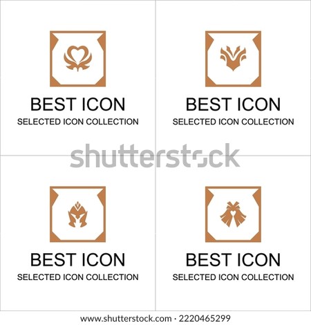 Colored game asset collection sets can be used for game user interface elements and ability symbols or emblems