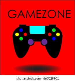 Colored game icon on red background with shadow