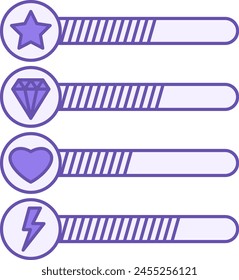 Colored Gaming Bars Icon. Vector Icon of Progress Indicators in Games. Computer Games Concept