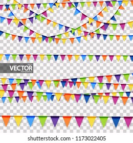 colored garlands background collection for party or festival usage with transparency in vector file
