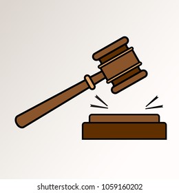 Colored gavel icon. Vector illustration