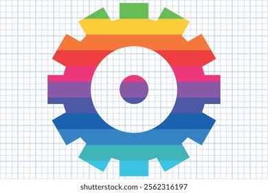 colored gear in the form of a mechanism. Technical spare part