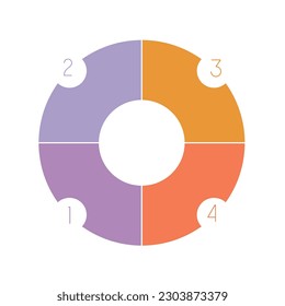  Colored gear numbered with space for text on four 4 positions
