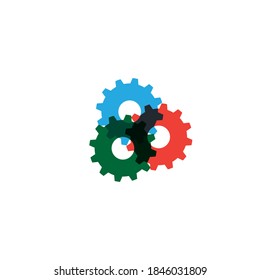 colored gear wheels for team work symbolism. Stock vector illustration isolated on white background.