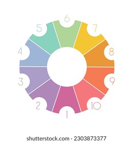  Colored gears numbered with space for text at ten 10 positions