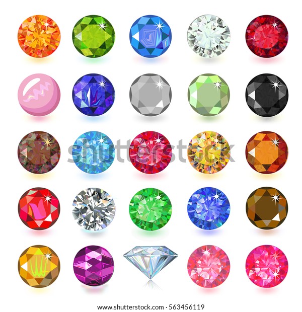 Colored Gems Set Vector Illustration Isolated Stock Vector (Royalty ...