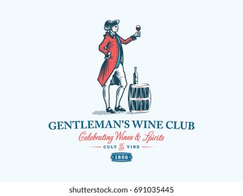 Colored gentleman's wine club vector illustration