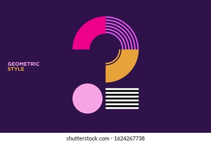 Colored geometric number with abstract graphic shapes. Two 2 vector illustration EPS.