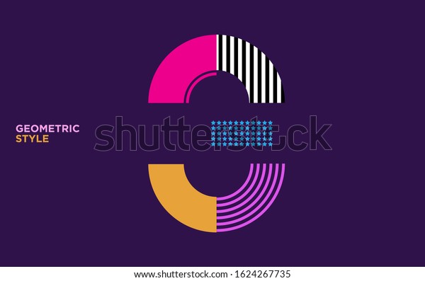 Colored Geometric Number Abstract Graphic Shapes Stock Vector (Royalty