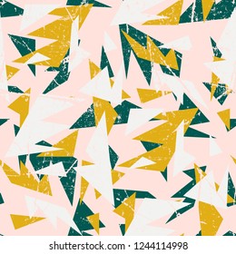Colored geometric seamless pattern with grunge effect