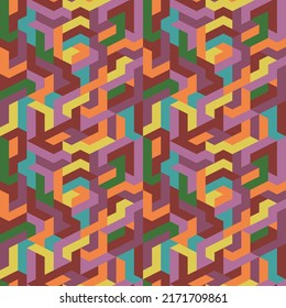 Colored geometric shapes in a seamless pattern. Vector for print and decor, textiles and decoration. The print is stylish for surfaces.