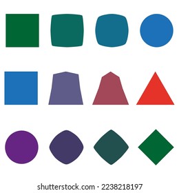 colored geometric shapes set. Geometric shape. Contemporary design. Vector illustration. stock image.