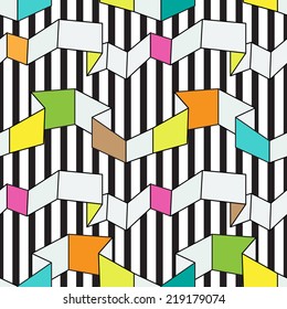 Colored geometric tape on black white background