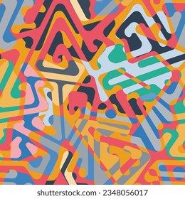Colored geometric vector seamless pattern