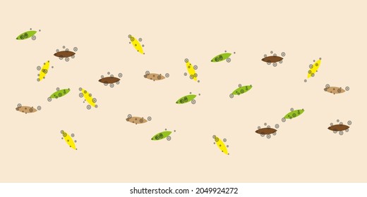 Colored germs icon. Leafy parasites. Pathogenic microorganism. Medicine background. Vector illustration. Stock image. 
