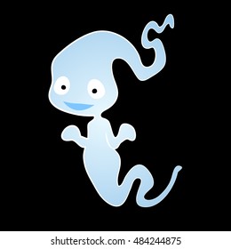 Colored ghost cartoon on black background