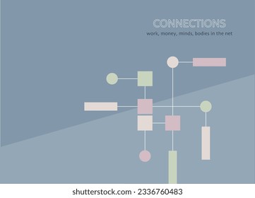 colored giant connections on double grey background. Modern and clean