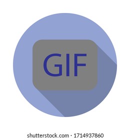 colored gif button long shadow icon. Simple color vector of web icons for ui and ux, website or mobile application