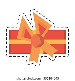 colored gift box decorative orange bow line dotted vector illustration eps 10
