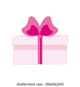 A colored gift box with a large bow. Festive vector illustration