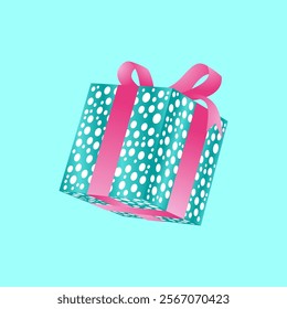 Colored gift box with ribbon