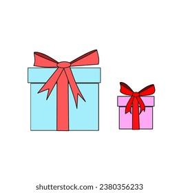 colored gift box. with a ribbon knot