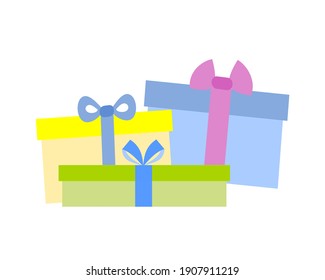 Farbige Geschenkbox mit Band. Geburtstag, Valentinstag, Weihnachtsgeschenke.