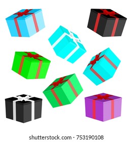 Colored gift boxes with ribbons and bow knots vector illustration 