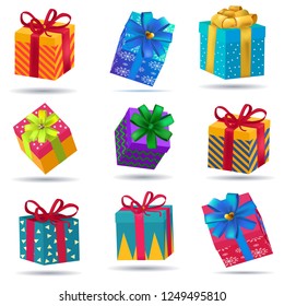 colored gifts set isolated on white background vector