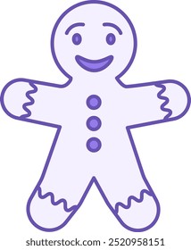 Colored Gingerbread Man Icon. Vector Icon. Christmas and Holiday Concept