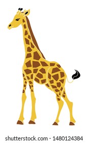 Colored Giraffe Vector Illustration. African Safari Animal Drawing, Good For Kids Products