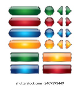 Colored glass 3d button. Oval icon. Vector illustration isolated on white background
