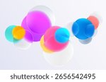 Colored and glass circles and balls. Abstract light geometric background.