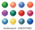 Colored glass marbles. Old kids game glossy balls. GUI app element. Multicolored spheres. Bright 3D bubbles. Geometric shiny shape. Plastic baubles. Pearl beads. Children