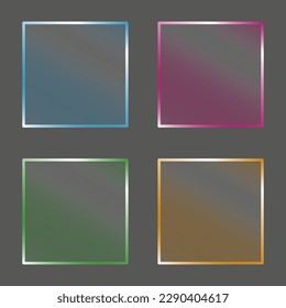 colored glass plates. Light effect set. Transparent glass plate. Vector illustration.