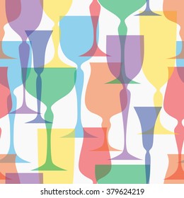 Colored glassware seamless pattern. Background, texture, textile