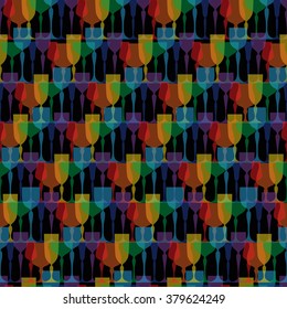Colored glassware seamless pattern. Background, texture, textile
