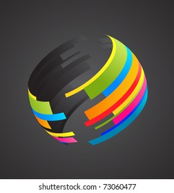 Colored globe icon on black background