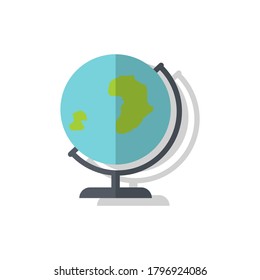 Colored globe icon on white background with shadow. Back to school. School theme. Vector EPS10
