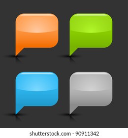 Colored glossy blank speech bubble icon web 2.0 button with black shadow and gray reflection on gray background. This vector illustration created and saved in 8 eps