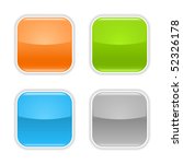 Colored glossy blank web button with shadow on white